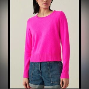 White + Warren - Cashmere Shrunken Crewneck Sweater size medium pink